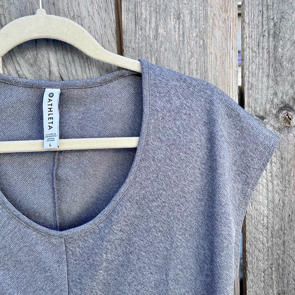 *Athleta | Bayview Ribbed Cropped Faux Wrap Top Workout Tank in Heather Grey L - Picture 6 of 9